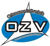 Blaues Ellipsenlogo mit weißem Dreieck und schwarzem Schriftzug 'Ottenauer Zeitverein' sowie großen Buchstaben 'O Z V' in Schwarz und Weiß.